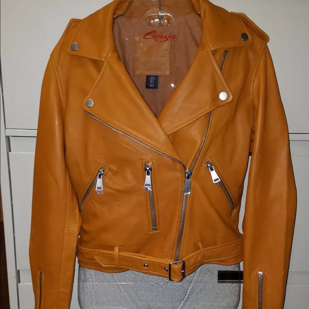 Amaryllis Leather Jacket Brown Tan Fur M